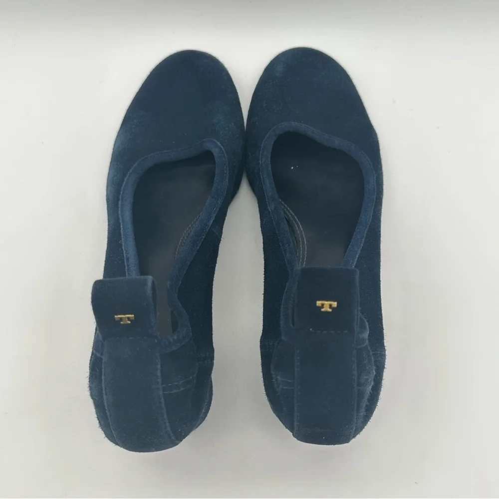 Tory Burch Therese Dark Blue Suede Block Heels